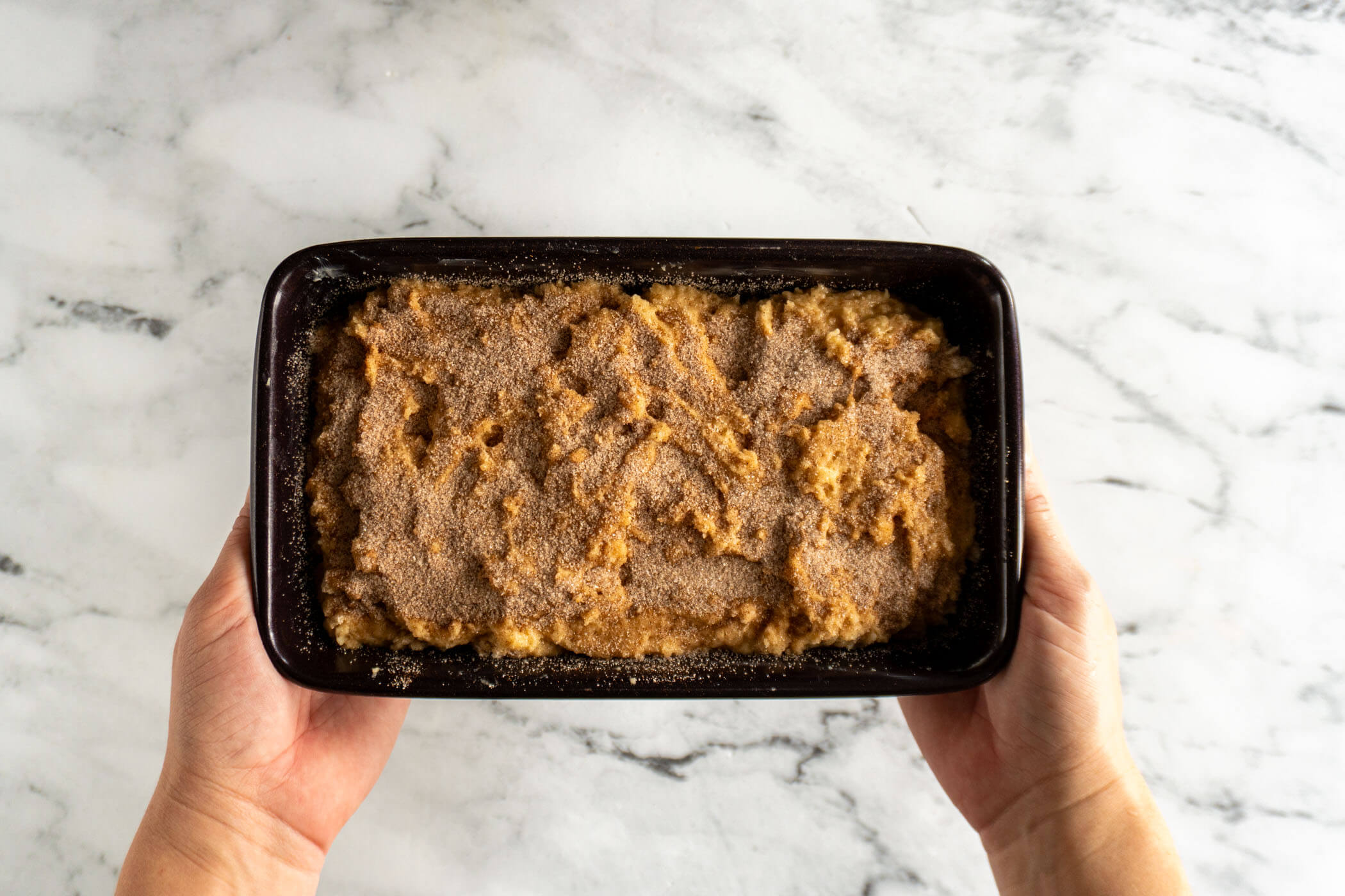 Ready to bake sourdough discard cinnamon quick bread. 