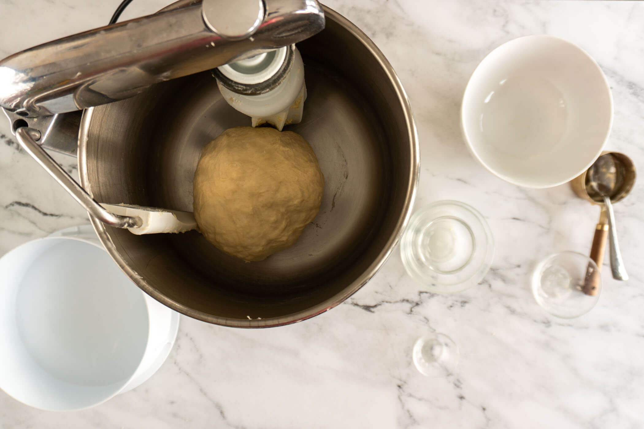 Smooth enriched dough after kneading.