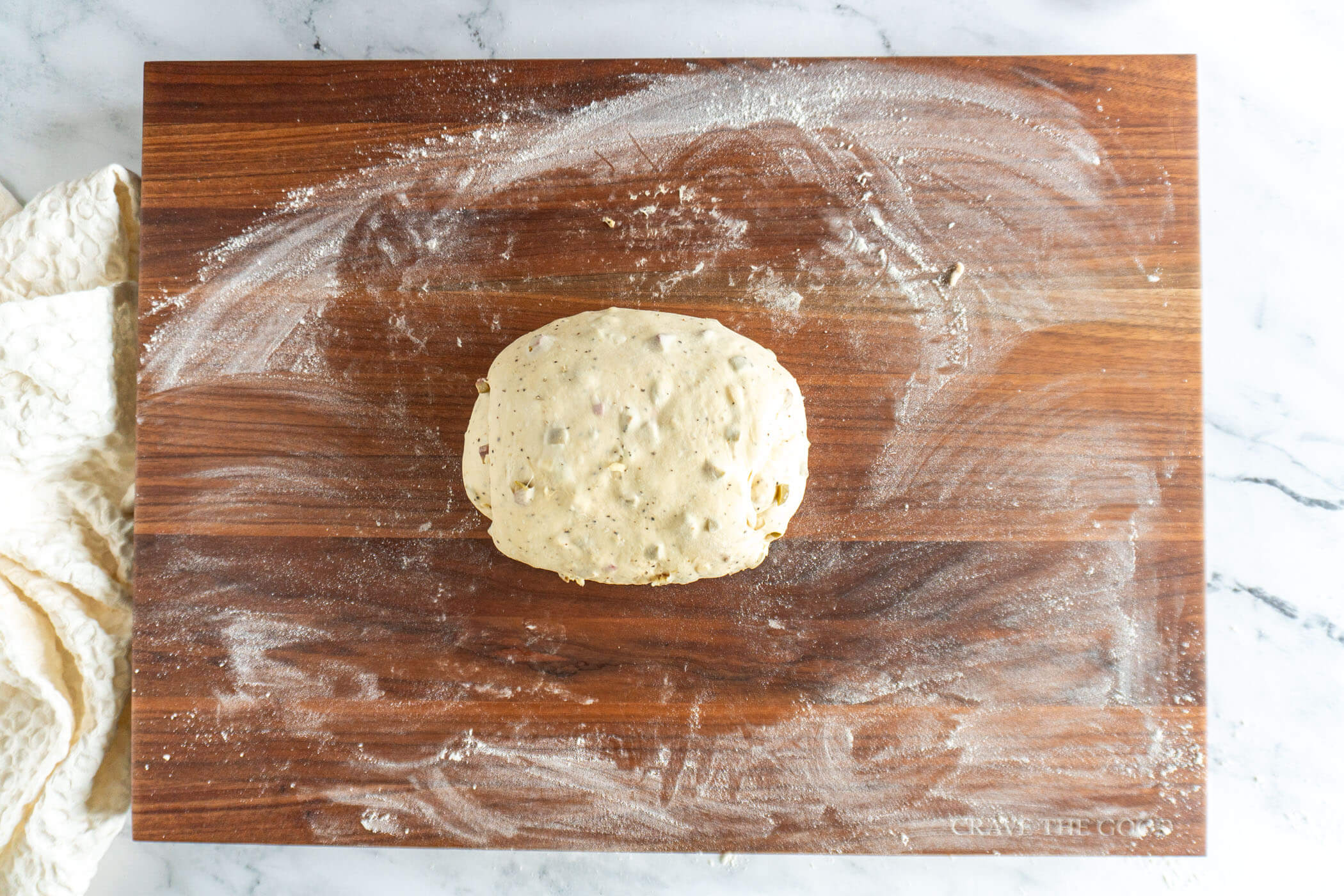 Dough rolled into a log.