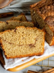 Sliced sourdough discard cinnamon bread.