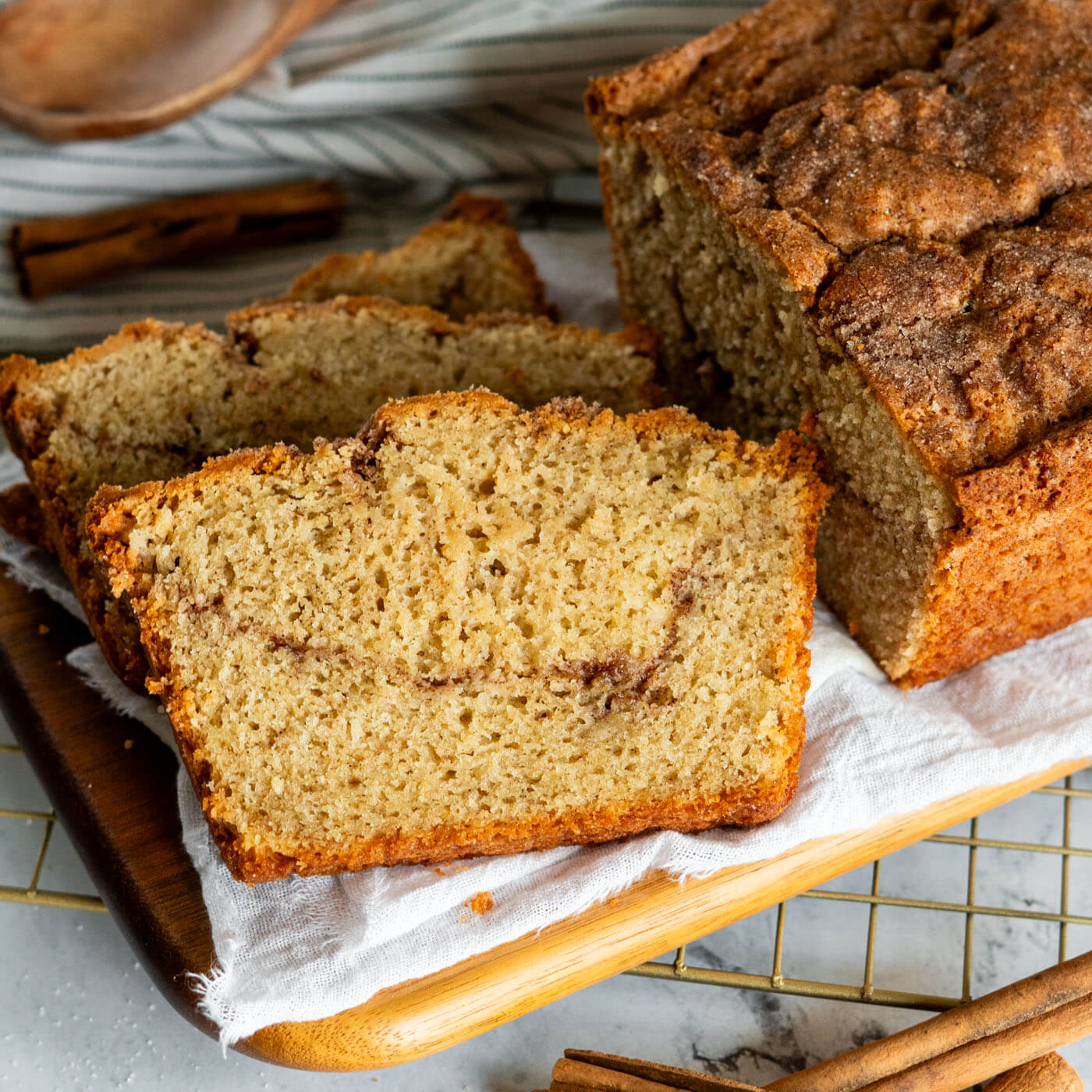 Sourdough Cinnamon Swirl Quick Bread